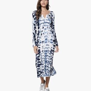 Young Fabulous & Broke Blue and White Long Sleeve Dress